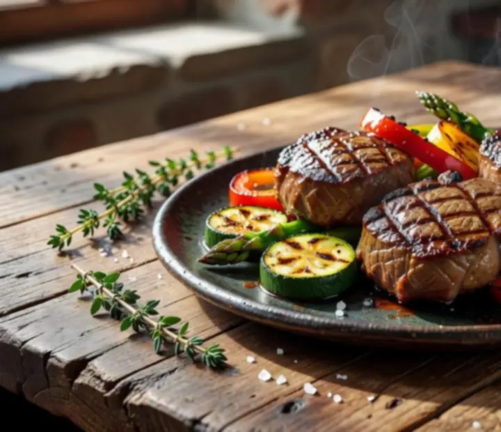 Charcoal-grilled steaks with golden sear at Golden River Fold